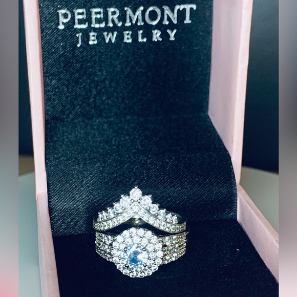 Peermont Jewelry - PEERMONT JEWELRY- 18k White Gold Plated Tiara+Oval Princess Cut Wedding Ring NWB